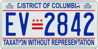 DC license plate EV2842