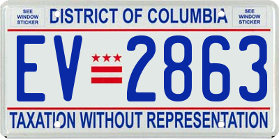 DC license plate EV2863