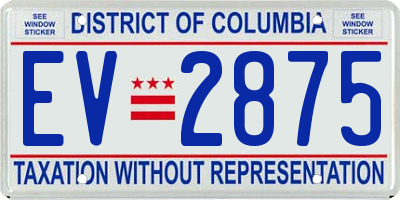 DC license plate EV2875