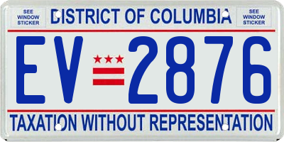 DC license plate EV2876