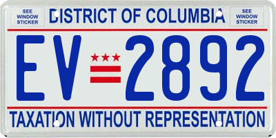 DC license plate EV2892