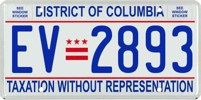 DC license plate EV2893