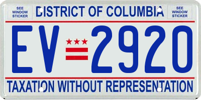 DC license plate EV2920
