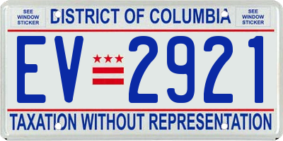 DC license plate EV2921