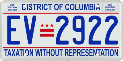 DC license plate EV2922