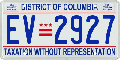 DC license plate EV2927
