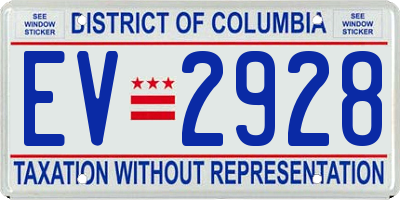 DC license plate EV2928