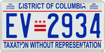 DC license plate EV2934
