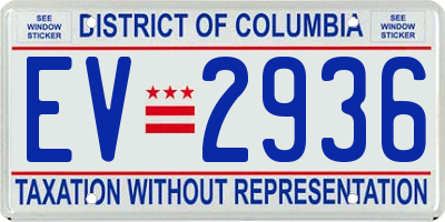 DC license plate EV2936