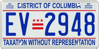 DC license plate EV2948