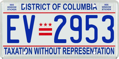DC license plate EV2953