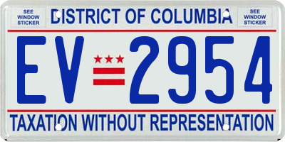DC license plate EV2954