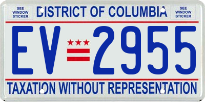 DC license plate EV2955