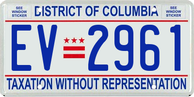 DC license plate EV2961