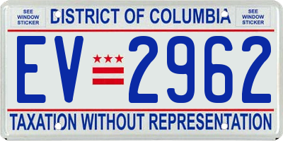 DC license plate EV2962