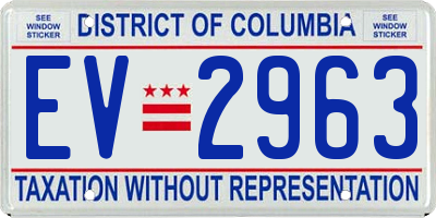 DC license plate EV2963