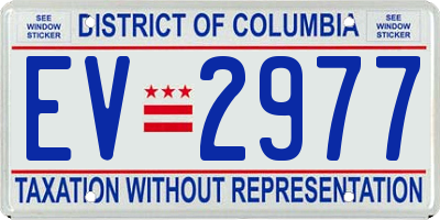 DC license plate EV2977