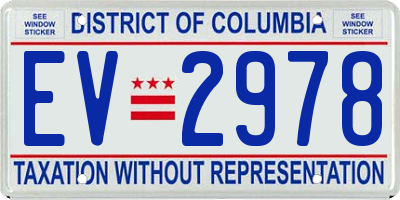 DC license plate EV2978