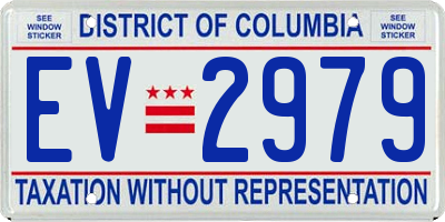 DC license plate EV2979