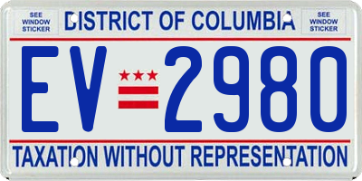 DC license plate EV2980