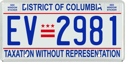DC license plate EV2981