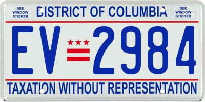 DC license plate EV2984