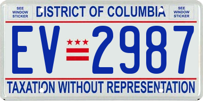 DC license plate EV2987