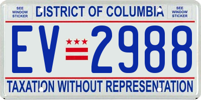 DC license plate EV2988