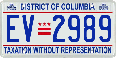 DC license plate EV2989