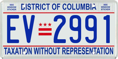 DC license plate EV2991