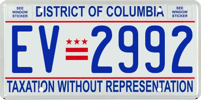 DC license plate EV2992