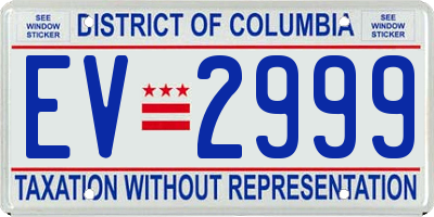 DC license plate EV2999