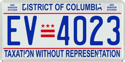 DC license plate EV4023