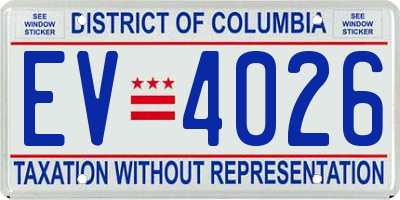 DC license plate EV4026