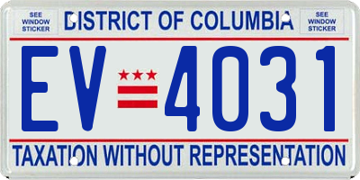 DC license plate EV4031