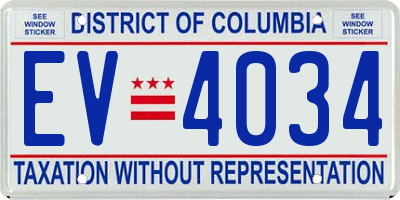 DC license plate EV4034