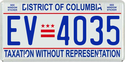 DC license plate EV4035