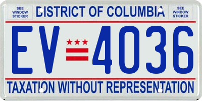DC license plate EV4036