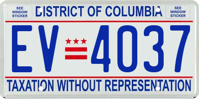 DC license plate EV4037