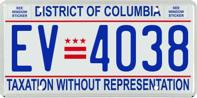 DC license plate EV4038