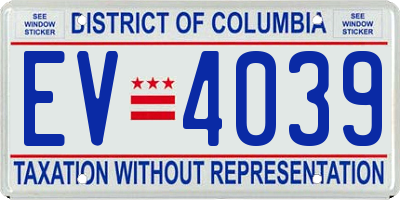 DC license plate EV4039