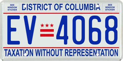 DC license plate EV4068