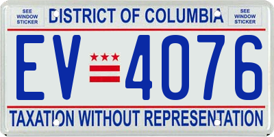 DC license plate EV4076