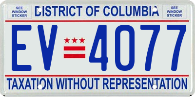 DC license plate EV4077
