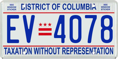DC license plate EV4078