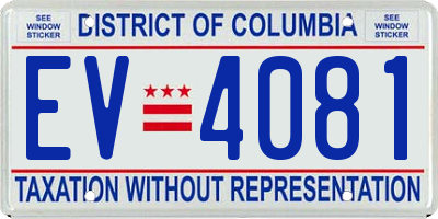 DC license plate EV4081