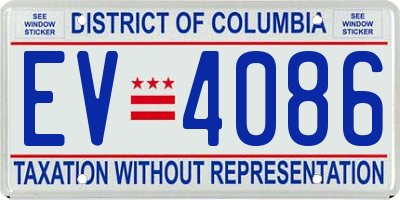 DC license plate EV4086
