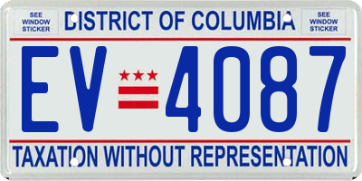 DC license plate EV4087