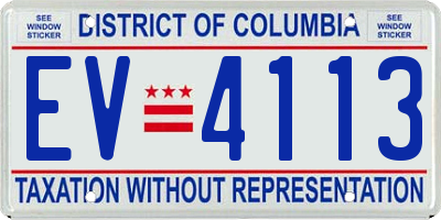 DC license plate EV4113