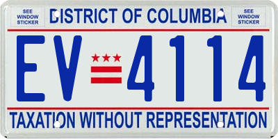 DC license plate EV4114